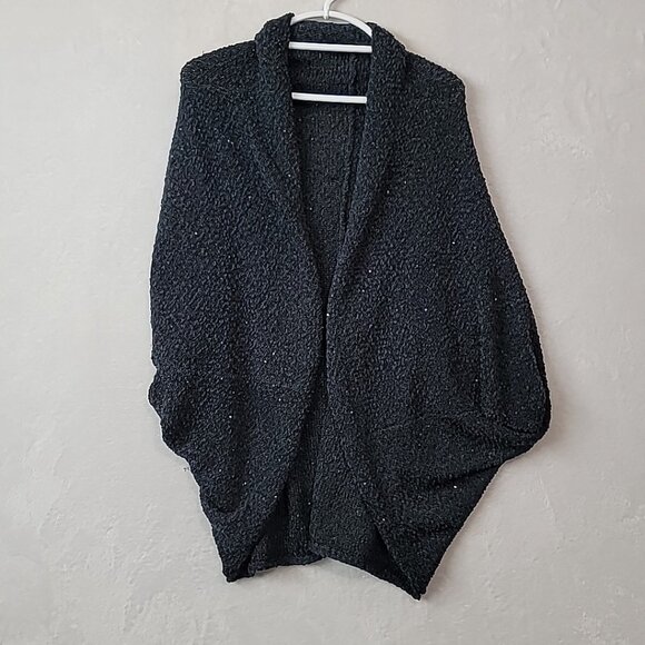 Zara Knit Womens Sequin Wrap Cardigan Size M Navy Sparkle Sweater Universal READ - Picture 3 of 16
